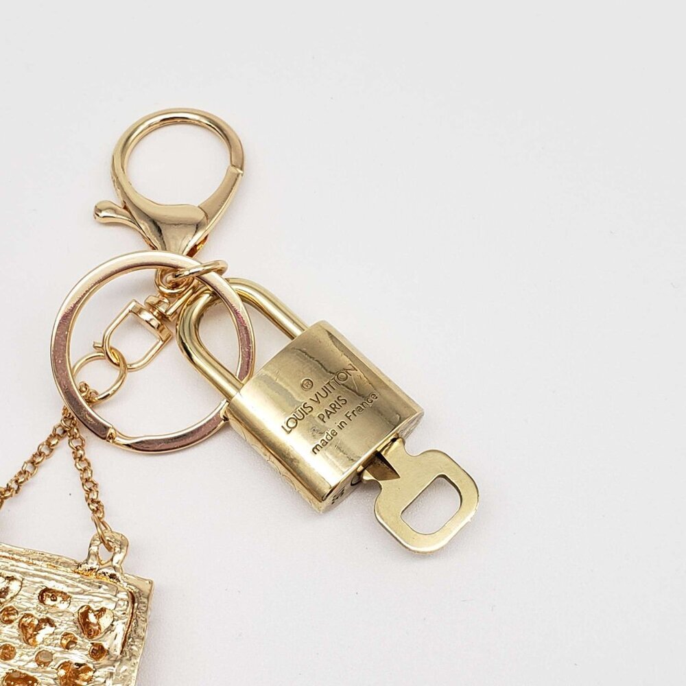 Authentic Louis Vuitton Padlock & Key Gold ✨Unbranded Bag Charm Keychain - Picture 6 of 8